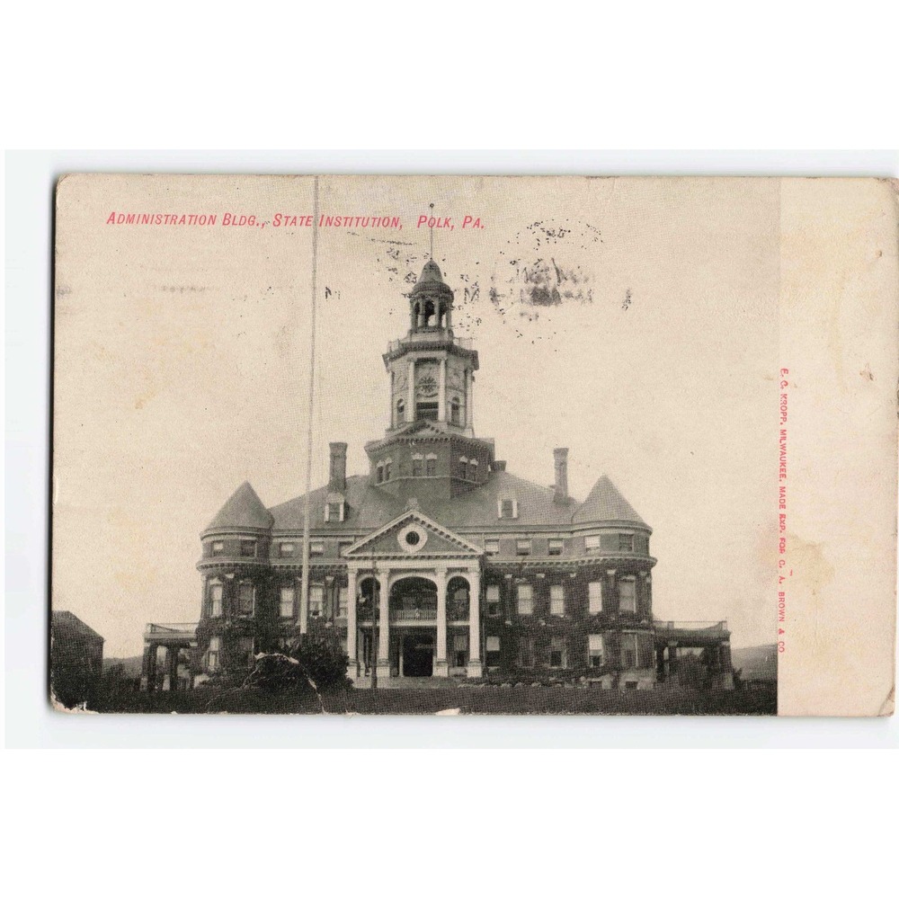 Vintage 1910 Polk PA State Institution Administration Building Postcard VG-